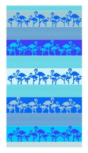 Oboustranná plážová osuška Lovely Home Crazy Flamingo modrá