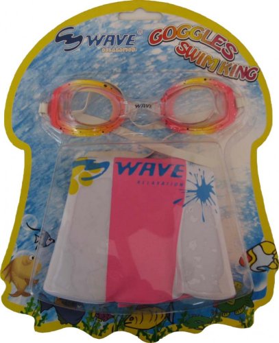 Sada dětské plavecké brýle + nafukovací kruh Wave SET2102 - Barva: růžová