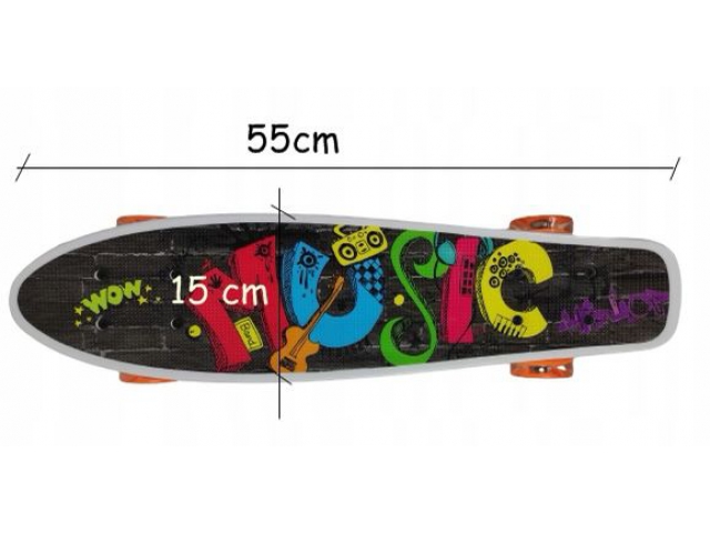 Pennyboard GGV Grafitti 2598 s LED kolečky - Barva: Modré paprsky