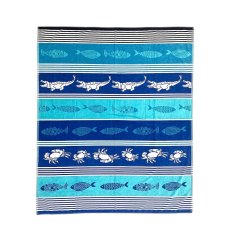 Velká plážová osuška pro 2 osoby Lovely Home Sea Life modrá