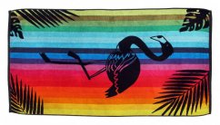 Oboustranná plážová osuška Lovely Home Rainbow Flamingo