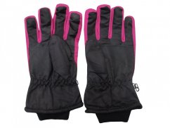 Juniorské zimní lyžařské rukavice C04 černá+růžová